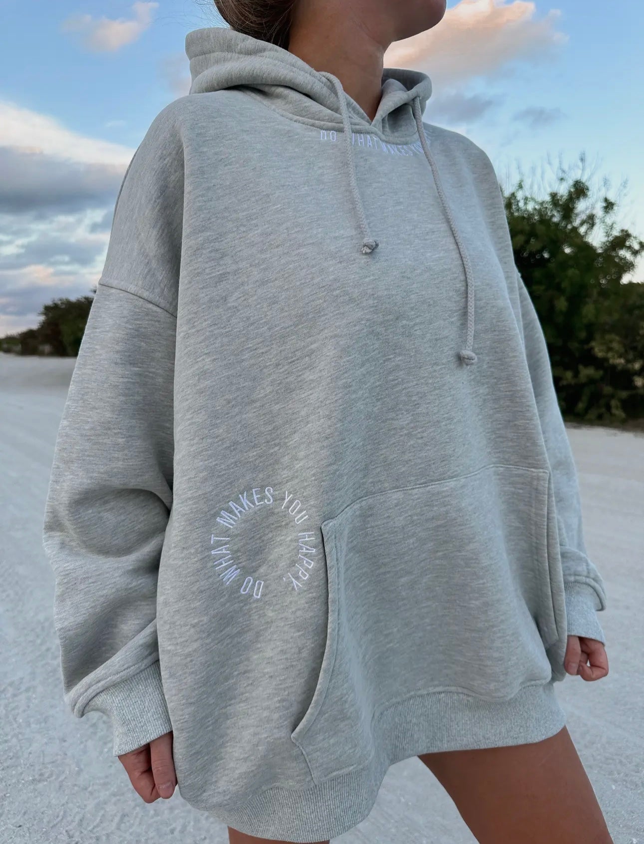 GREY | Do What Makes You Happy embroidered hoodie