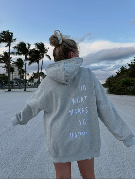 GREY | Do What Makes You Happy embroidered hoodie