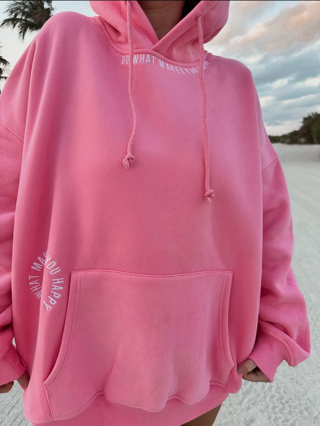 Pink | Do What Makes You Happy embroidered Hoodie